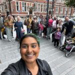 A selfie taken by Croydon councillor Ria Patel, featuring the volunteers at the Queen's Gardens litter pick in August 2024.